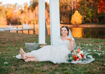 fall lake bride